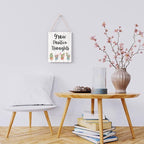 Rustic Grow Positive Thoughts Wood Hanging Sign, Farmhouse Summer Artwork Decor, Cactus and Succulent Wooden Plaque Sign Wall Art Decor Signs Home Decoration 8 x 10 Inches