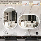 THEKLA 24 x 36 inch LED Oval Backlit Mirror for Bathroom Salon Wall Vertical/Horizontal Mount Makeup Frameless 36 Backlight Oval Lighted Vanity Mirror with Lights Smart Memory 3 Color Dimmable AntiFog