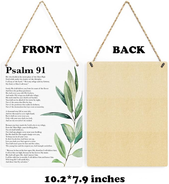 Inspirational Scripture Wall Art Bible Verses Psalm 91 Wall Decor Christian Wall Art Decor Prayer Room Decor Religious Gifts, Wooden Sign for Home Office Nursery Bathroom Decoration 8x10 Inches