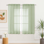 Aiyufeng Light Green Sheer Curtains 63 Inch Length 2 Panels Set for Living Room, Light Filtering Green Window Sheers Drapes for Bedroom, Each 42" W x 63" L