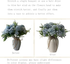 Peonies Artificial Flowers in Vase, Fake Hydrangea Silk Peony Flower Bouquet with Vase Faux Flowers Arrangement Decor Home Table Dining Room (Blue)