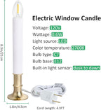 4-Pack Electric Christmas Window Candle Lights Dusk to Dawn with Shatterproof Plastic LED Bulbs, Plug-in Corded Window Candle Lamps, Auto On/Off Light Sensor, 4 Suction Cups Included, Warm White