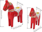 Asixxsix Red Scandinavian Wooden Dala Horse Figurines, Set of 2, Cultural Christmas Decoration Gift