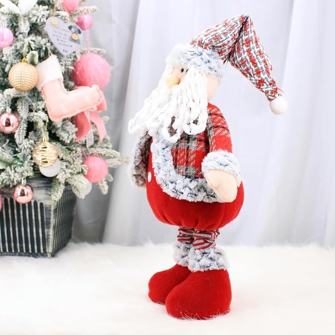 Large Standing Christmas Gnomes, 95CM Swedish Tomte Large Santa Gnome Stuffed Plush with Retractable Spring Legs, Scandinavian Christmas Decorations Ornaments Holiday Home Decor (Red Santa Gnome)