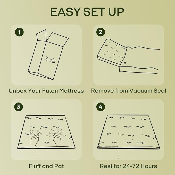 ZonLi Japanese Floor Futon Mattress Twin Size 75"x 39", 100% Cotton Cover 4'' Thicken Tatami Mattress, Foldable Sleeping Pad, Portable Dormitory Tatami Mat, Roll Up Floor Lounger Bed for Adult