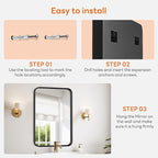 Bathroom Mirror 40x30 Inch Black Metal Framed Rounded Rectangle Vanity Mirror for Wall, Over Sink, Farmhouse, Restroom, Anti-Rust, Modern Decorative, Horizontal or Vertical Hanging
