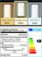 E12 LED Bulbs 12W Candelabra led Light Bulb,100 Watt Equivalent 1200lm Daylight White 5000K E12 Base LED Chandelier Light Bulbs Non-Dimmable LED Corn Bulbs, Pack of 6