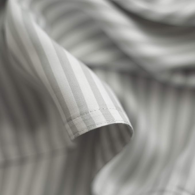 King Sheets by Pure Bamboo, Genuine 100% Organic Viscose Derived from Bamboo Bed Sheet Set, Luxuriously Soft & Cooling, Double Stitching, Lifetime Quality Promise (King, Stripes)