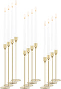 Gold Candle Holder Set of 12 Candlestick Holders Taper Candle Holders Metal Tall Candle Stick for Wedding Tables Centerpieces Candlelight Dinner Home Decor(Candles not Include)