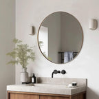 ANDY STAR Gold Round Mirror, 36’’ Brushed Gold Circle Bathroom Mirrors in Stainless Steel Metal Frame 1" Deep Set Design