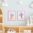 KINLINK 8.5x11 Kids Art Frames Set of 2, Solid Wood Kids Artwork Frames Changeable with Acrylic Front Opening Holds 150 Pictures, Art Frame for Kids Artwork with Mat or without Mat, Pink