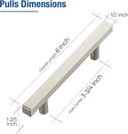 JOY DECOR 30 Pack 3-3/4 Inch Brushed Nickel Square Cabinet Handles Stainless Steel Cabinet Hardware Pulls for Kitchen and Drawers with 6 Inch Overall Length