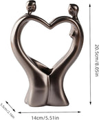 Artistic Heart-Shaped Couple Embrace Statue, 8-Inch Tall Romantic Sculpture - Meaningful Valentine's Day, for Wife, Husband, Couples - Elegant Resin Figurine for Home Decor, Wedding