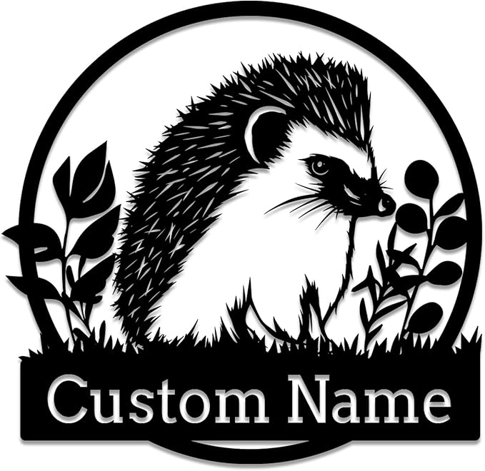 Custom Hedgehog Metal Sign, Personalized Hedgehog Metal Wall Art,Hedgehog Lovers Gift Metal Kid Room Decor,Personalized Hedgehog Lover Name Sign,Kid Nursery Decoration (Style D)