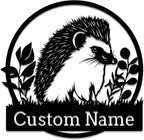 Custom Hedgehog Metal Sign, Personalized Hedgehog Metal Wall Art,Hedgehog Lovers Gift Metal Kid Room Decor,Personalized Hedgehog Lover Name Sign,Kid Nursery Decoration (Style D)