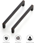 Ravinte 10 Pack Solid Kitchen Cabinet Handles Oil Rubbed Bronze Cabinet Pulls Slim Drawer Pulls with 5 Inch Hole Center Square Bar Kitchen Cabinet Hardware