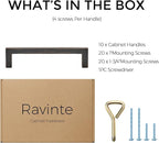 Ravinte 10 Pack Solid Kitchen Cabinet Handles Oil Rubbed Bronze Cabinet Pulls Slim Drawer Pulls with 4 Inch Hole Center Square Bar Kitchen Cabinet Hardware