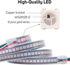 BTF-LIGHTING WS2812B IC RGB 5050SMD Pure Gold Individual Addressable LED Strip 3.28FT 144LED 144Pixel/m Flexible Full Color IP67 DC5V for DIY Chasing Color Project(No Adapter or Controller)