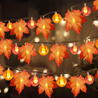 3 Pack Thanksgiving Decorations Fall Garland with Pumpkin Lights & Enlarged Maple Fall String Lights Pumpkin Decor, 30Ft 60LED Waterproof Battery Operated Christmas Fall Thanksgiving Decor for Home