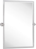 TEHOME Chrome Pivot Mirror Tilt Bathroom Mirror in Polished Nickel Tilting Beveled Vanity Mirrors in Chrome, 28.5x36''