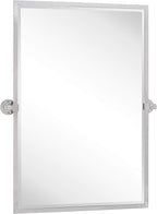 TEHOME Chrome Pivot Mirror Tilt Bathroom Mirror in Polished Nickel Tilting Beveled Vanity Mirrors in Chrome, 28.5x36''