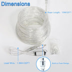 33FT White LED Rope Lights Outdoor,Flexible Tube Rope Lights Plug in,Connecting Rope Lights for Deck,Patio,Camping,Porch,Christmas Holiday Decoration