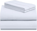 LuxClub 4 PC Sheet Set Bed Sheets Deep Pockets 16" Eco Friendly Wrinkle Free Cooling Machine Washable Hotel Bedding Silky Soft - Baby Blue Full