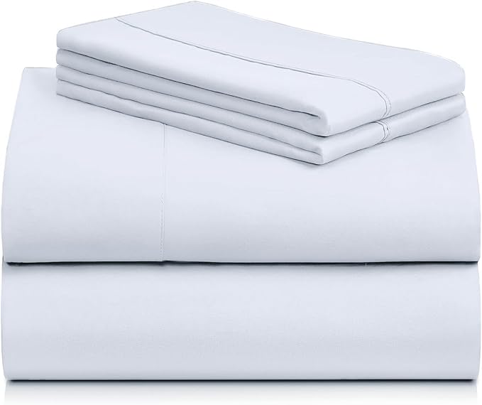 LuxClub 4 PC Sheet Set Bed Sheets Deep Pockets 16" Eco Friendly Wrinkle Free Cooling Machine Washable Hotel Bedding Silky Soft - Baby Blue King