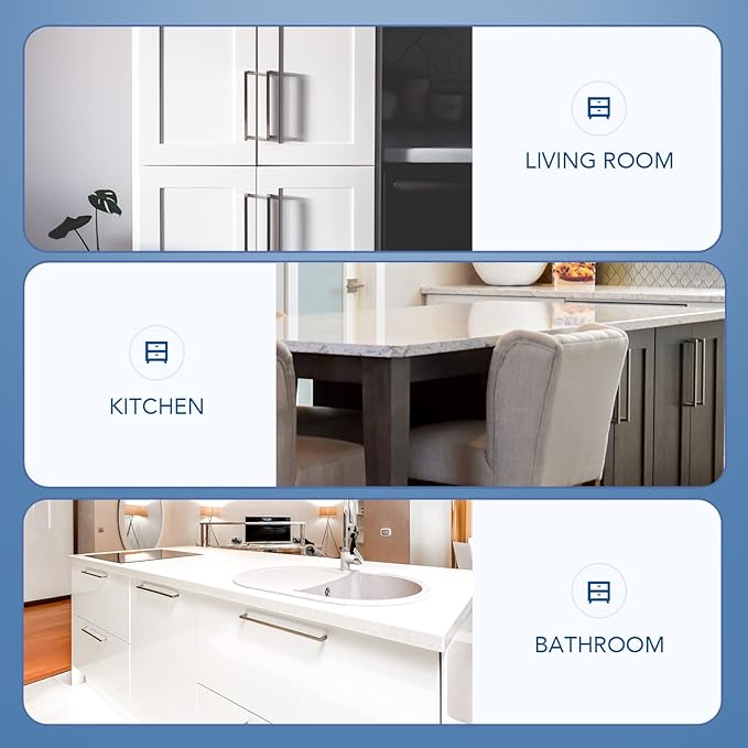 Ravinte 15 Pack Brushed Nickel Kitchen Cabinet Handles 10 Inch Cabinet Pulls Square Kitchen Hardware for Cabinet Drawer Pulls Drawer Handles Come with Screwdriver