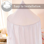 dix-rainbow Princess Bed Canopy for Kids Baby Bed, Round Dome Kids Reading Nook Indoor Outdoor House Tent Hanging Decoration Cotton Canvas White
