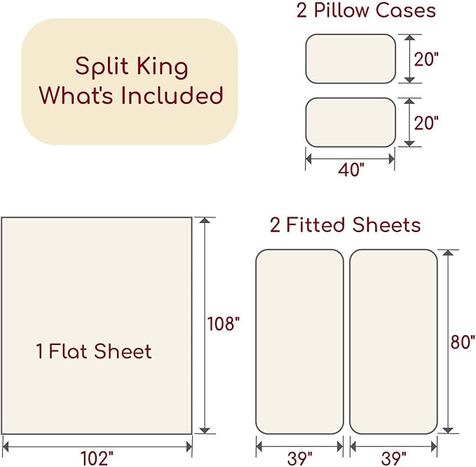 Mellanni Split King Sheets Set - 5 PC Iconic Collection Bedding - Hotel Luxury, Extra Soft, Cooling Bed Sheets - Wrinkle, Fade, Stain Resistant (Split King, Golden Ivory)