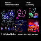 MaxLax EL Wire Mutilcolor, 2M Portable Battery Pack Neon Light Strip 360° Cuttable Glowing Rope Lights for Parties, Halloween, DIY Decoration