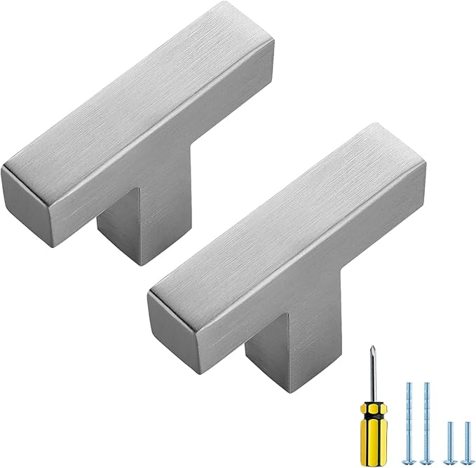 Ravinte 15 Pack Brushed Nickel Kitchen Cabinet Handles Single Hole Cabinet Pulls Square Kitchen Hardware for Cabinet Drawer Pulls Drawer Handles Come with Screwdriver