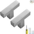 Ravinte 3 Pack Brushed Nickel Kitchen Cabinet Handles Single Hole Cabinet Pulls Square Kitchen Hardware for Cabinet Drawer Pulls Drawer Handles Come with Screwdriver