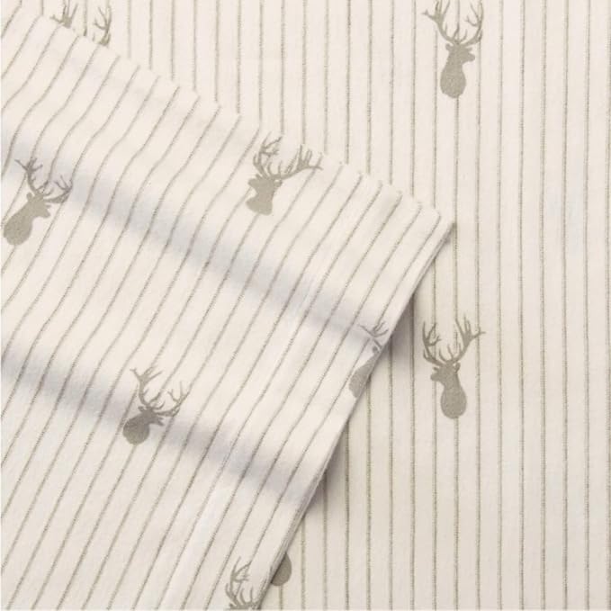 Eddie Bauer - Queen Sheets, Cotton Flannel Bedding Set, Brushed For Extra Softness, Cozy Home Decor (Deer Lodge, Queen)