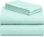 LuxClub 4 PC Sheet Set Bed Sheets Deep Pockets 16" Eco Friendly Wrinkle Free Cooling Machine Washable Hotel Bedding Silky Soft - Aquamarine California King