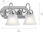 Kichler 12.25" 2-Light Vanity Bath Light in Chrome, Modern Bathroom Light with Clear Satin Etched Glass, (12,25" W x 8" H), 5336CHS