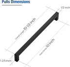 JOY DECOR Cabinet Handles, Black Cabinet Pulls, 2 Pack Kitchen Closet Handles 10 Inch, Square Drawer Pulls Stainless Steel Drawer Hardware, 256mm Hole Centers