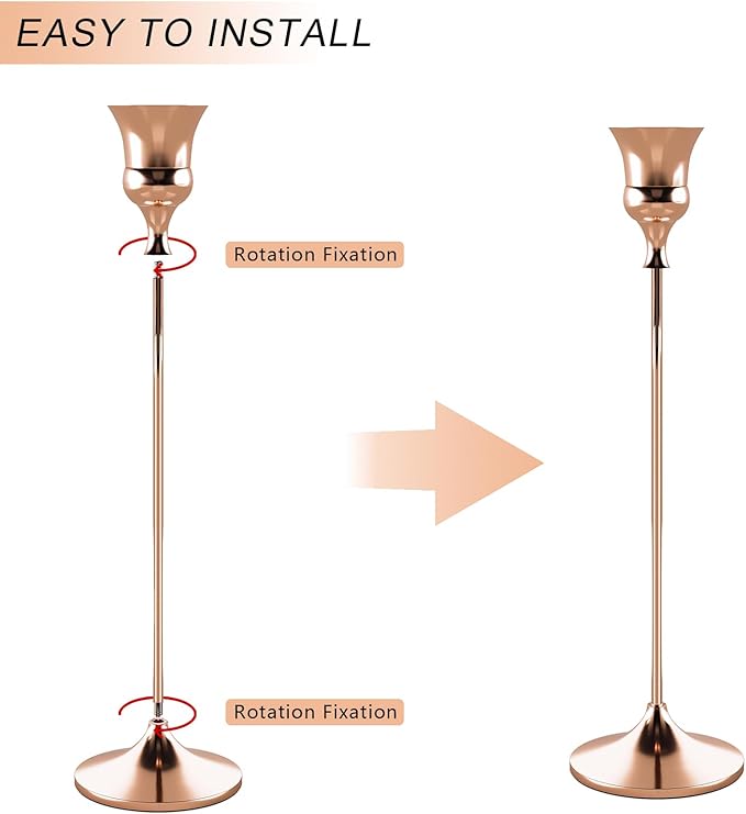 Candlestick Holders Rose Gold, 3 Packs Taper Candle Holder for Candlesticks, Candle Sticks Holder Decor for Home Decor