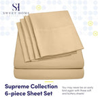 Sweet Home Collection 6 Piece 1500 Supreme Collection Brushed Microfiber Deep Pocket Sheet Set-2 Extra Pillow Cases, Great Value, Rv Short Queen, Camel