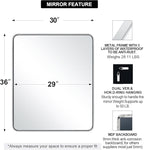 ANDY STAR Chrome Bathroom Mirror, 30x36’’ Rounded Rectangle Mirror Polished Silver Bathroom Vanity Mirror Metal Framed, SUS304-Anti-Rust, Tube Frame, Wall-Mounted Horizontal/Vertical 1’’ Deep
