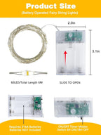 4 Pack 240 LED Christmas Fairy Lights Battery Operated with Timer, 80FT Waterproof Twinkle Lights Indoor Outdoor, String Lights Battery Powered for Bedroom, Centerpiece, Chistmas Decor (Warm White)