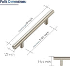 JOY DECOR 45 Pack Cabinet Handles, Brushed Nickel Cabinet Pulls, 3-3/4 in Hole Center Kitchen Cabinet Handles, Stainless Steel T Bar Handles for Dresser Drawers