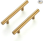 Ravinte 12 Pack 5 Inch Cabinet Pulls Brushed Brass Stainless Steel Kitchen Drawer Pulls Cabinet Handles 5”Length, 3” Hole Center