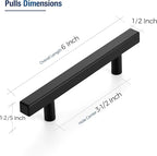 JOY DECOR 45 Pack 3-1/2 Inch Matte Black Square Cabinet Handles Stainless Steel Cabinet Hardware Pulls for Kitchen and Drawers with 6 Inch Overall Length