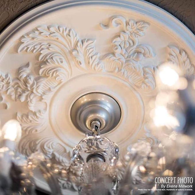 Ekena Millwork CM12BRGDF 12 1/2"OD X 3 7/8"ID X 3/4"P Bradford Ceiling Medallion Fits Canopies Up to 6 5/8", Gobi Desert