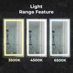 Fab Glass and Mirror LED Mirror 40x32 Inches, Led Bathroom Mirror with Lights Front and Backlit Anti-Fog Memory Brightness, Three Color Options Frameless Wall Mounted Bathroom Vanity Mirror