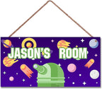 SLWEJQHA Personalized Sign Outer Space Room Décor For Little Man Cave, Cartoon Universe Art Print Wall Art Décor For Boys Room Decorations, Stars Picture Posters For Kids Bedroom Nursery Décor