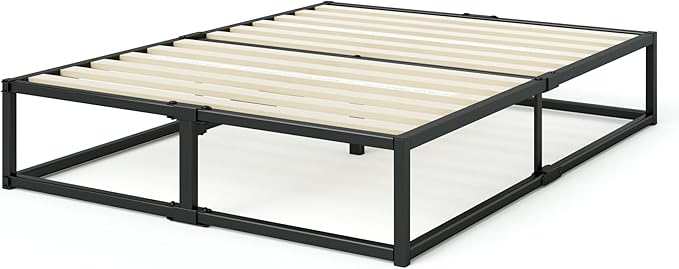 Zinus Joseph 14 Inch Platform Bed Frame, Wood Slat Support, No Box Spring Needed, Eco Friendly WonderBox(TM) Packaging, Easy Assembly, Black, Queen