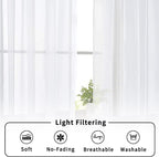 Aiyufeng 2 Piece White Sheer Curtains 63 Inch Length, Light Filtering Kitchen Curtain for Small Window, Voile Top Dual Rod Pocket, 2 x 40 W x 63" L